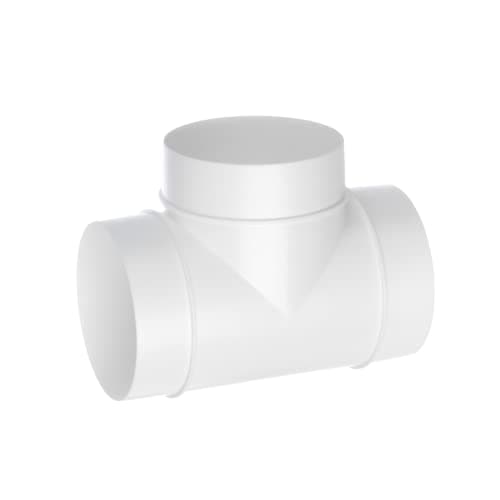 Image of 100mm / 4 Inch T-Joint - 3 Way Duct Connector - Round PVC Ducting - Ventilation Pipe, Hose, Tube, T Shape
