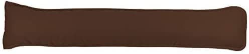 Image of Plain Dyed Fabric Draught Excluder Stopper Cushion Heavy Door Draught Stopper Polycotton 92 x 20cm - Chocolate