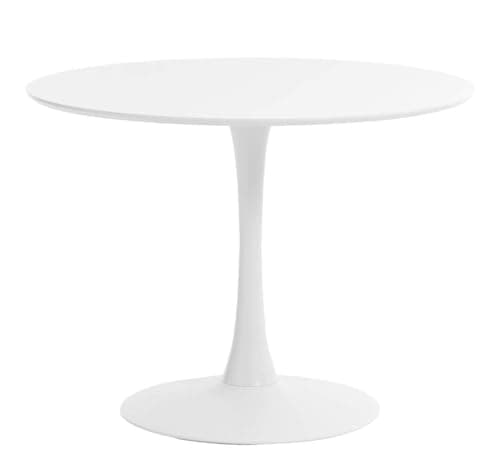 Image of SuperGift.com Modern Round Dining Table 80cm White Colored Top Small Kitchen Dining Room Furniture, Pedestal Dining Table, Leisure Table, Living Room Table