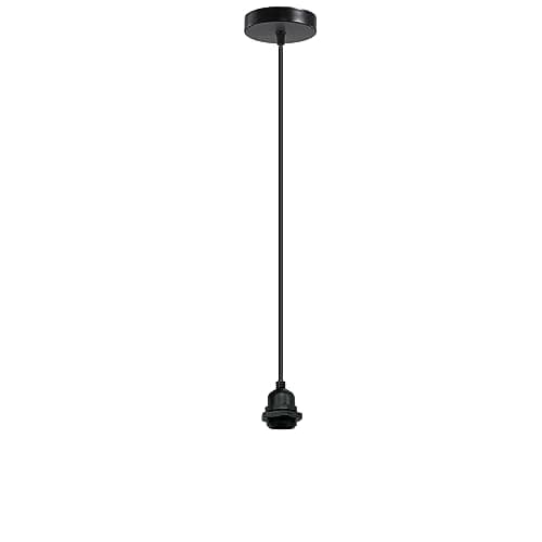 Image of LEDSone IP65 Waterproof Pendant Light with E27 Holder, 1m Adjustable Cable, Black Metal Ceiling Hanging Lamp for Indoor & Outdoor Use, Garden, Porch, Kitchen