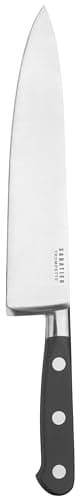 Image of Richardson Sheffield Sabatier Trompette Chef's Knife 20cm – Full Tang Martensitic Stainless Steel – Fine Taper Ground Blade – 3-Rivet Black Handle – Dishwasher Safe