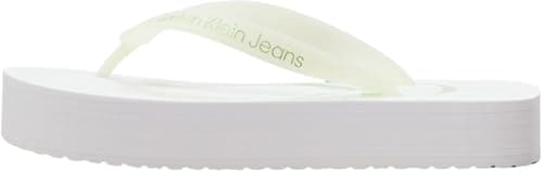 Image of Calvin Klein Jeans Women BEACH SANDAL FLATFORM, Bright White/Cameo Green, 39 EU