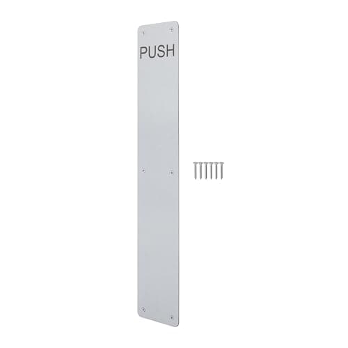 Image of EAI Satin Door Push Plate, 425 x 75mm Engraved Push Finger Plate with Radius Corners Satin Stainless Steel