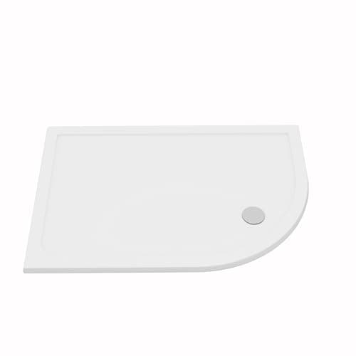 Image of Right Handed Offset 1200 x 800mm Shower Tray Pearlstone for Shower Enclosure Cubicle with Waste Trap