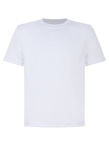 Image of Athletic Sportswear Kids T Shirts Football Tops Gym Boys Girls School P.E Sports Fitness Running Top T-Shirt (5-6 Years, White)
