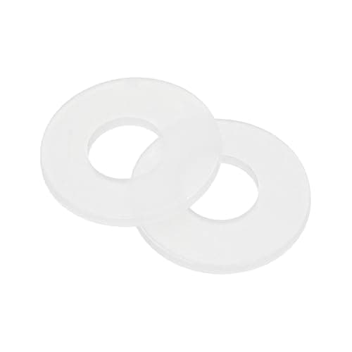 Image of sourcing map Nylon Flat Washers, M5 x 5mm ID x 12mm OD Round Flat Plain Washer Plastic Gasket Fastener for Household Faucet Pipe Water Hose, White, Pack of 100