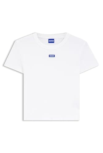Image of HUGO Womens Baby Tee B Slim-fit Logo T-Shirt in Stretch Cotton White