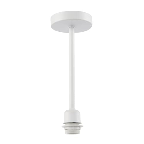 Image of Happy Homewares Classic Matte White Ceiling Light Fixture to Showcase Lamp Shades | 12cm x 33cm | Suitable for Lamp Shades with E27 Lamp Holder