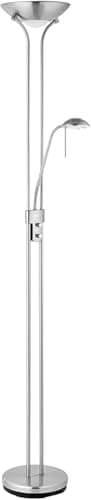 Image of National Lighting Mother and Child Uplighter Floor Lamp with Reading Light - Satin Chrome Finish Floor Lamps for Living Room R7s/G9 Bulbs (Bulb Included)