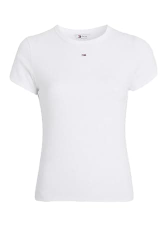 Image of Tommy Jeans TJW SLIM ESSENTIAL RIB SS EXT S/S T-Shirt Women's, White (White), M