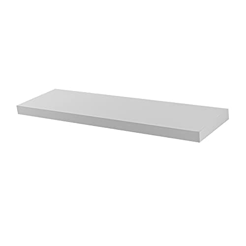 Image of Harbour Housewares Modern Floating Wall Shelf - 80cm - White - Photo Gallery Bookshelf Wall Shelves for Living Room Display, Bedroom, Office Storage