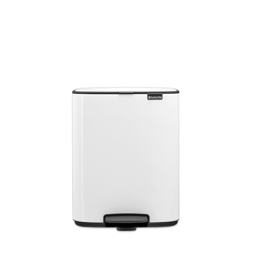 Image of Brabantia Bo Pedal Bin 12L (White), Soft Closing Waste Bin with Light Pedal Operation, Easy to Clean Removable Plastic Inner Bucket with Free PerfectFit Rubbish Bags Included