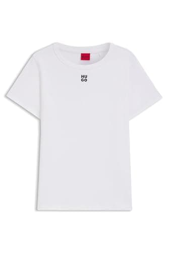 Image of HUGO Womens Deloris Slim-fit Logo T-Shirt White