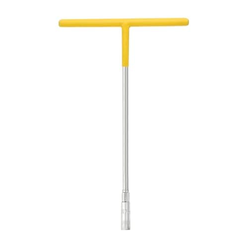 Image of sourcing map T-Handle Wrench Socket 7mm 6-Point Metric Socket with Long Reach Chrome Vanadium Steel for Motorcycle Bicycle Car Repair, Silver-Yellow