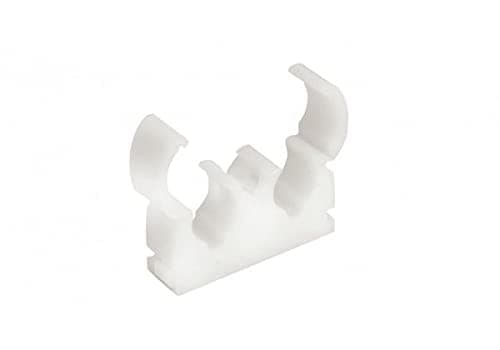 Image of Talon Wrap Over Hinged Double White Pipe Cable Clip 15 mm Multiple Quantities (10)