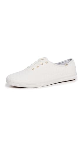 Image of Keds Women's Champion Canvas Lace Up Sneaker, Snow White Mini Daisy Eyelet, 4.5 UK