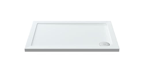 Image of Balterley 1000 x 700 mm Rectangular Shower Tray, Slimline Shower Trays, Durable Stone Resin Base Trays for Bathroom Enclosure Cubicle, Central Waste Rectangular Tray for Wetroom Showers (White)