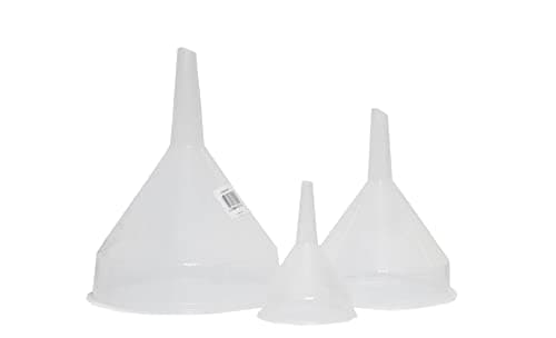 Image of Karrma Ltd. Plastic Funnels Set of 3 Clear Kitchen Funnel Set 8cm 14cm 18cm for Filling Bottles, Liquids, Oils, Spices & Jars with Hanging Loop