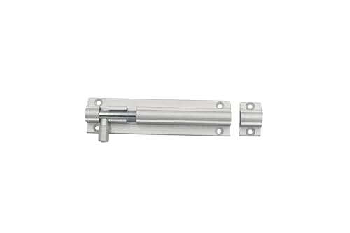 Image of 100mm Satin Andonised Aluminium Barrel Bolt Lock, Indoor/Outdoor, for Sheds, Cupboards, Gates, Includes Fittings and Screws