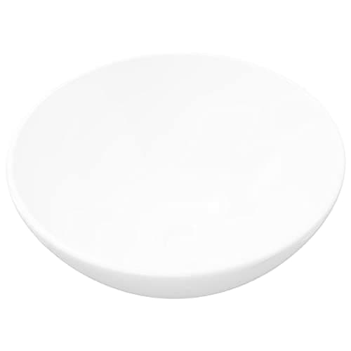 Image of vidaXL Above Counter Ceramic Bathroom Sink Basin, Elegant White Design with High Gloss Finish, Round Modern Wash Basin