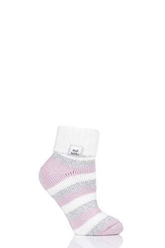 Image of HEAT HOLDERS Women's Sleep Socks with Rib Turn Over Cuff, Warm Cosy Fleece Inside 1 Pair Pack - Cream 4-8
