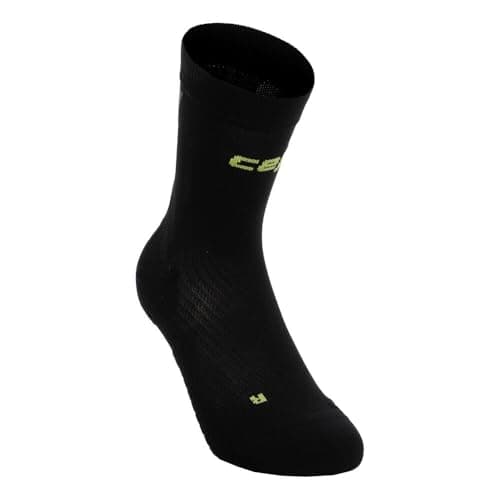 Image of CEP Men's Core Run Ultralight Socks Mid Cut 4.0 Running Clothing Compression Socks Black/Grey - Black III