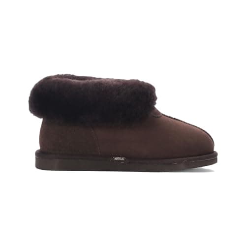 Image of TruClothing Women's Sheepskin Suede Comfort Slip-On Bootie Slippers - Brown 5