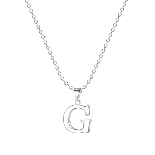 Image of Symretie Silver Plated Initial Necklaces for Women - Silver Letter Necklaces - Alphabet G Pendant Necklaces Jewellery Gifts