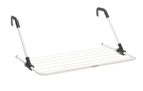 Image of Brabantia - Hanging Drying Rack - 4.5m of Clothes Line - Adjustable Arms - Smart Lock Remembers Last Used Setting - Space Efficient - Easy Storage - White - 68 x 44cm