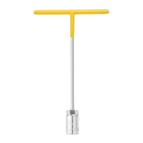 Image of sourcing map T-Handle Wrench Socket 19mm 6-Point Metric Socket with Long Reach Chrome Vanadium Steel for Motorcycle Bicycle Car Repair, Silver-Yellow