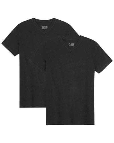Image of DANISH ENDURANCE Men's T-Shirts, Organic Cotton T-Shirts for Men, Multipack, V-Neck, Short Sleeve, Premium Soft Blend, 2-Pack - Jet Black, XXL