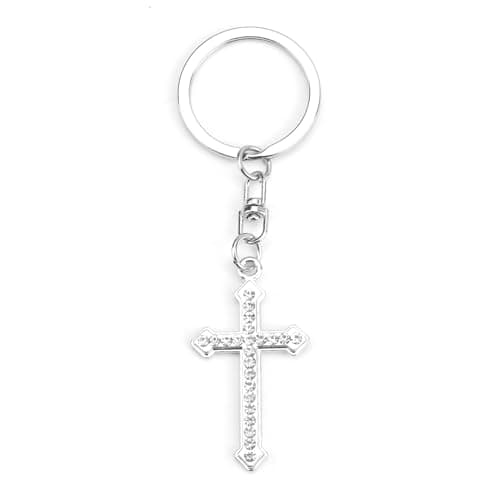 Image of FRULX Stainless Steel Cross Keychain with Hollow Design,Creative Key Holder, Fashionable Pendant,Ideal Present for Teachers,Unique and Inspirational Gift Option for Birthdays,Graduations (Silver6, S)
