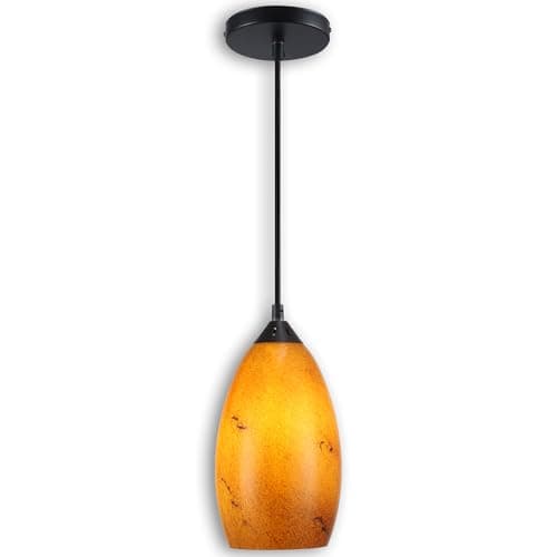 Image of LUXWELL Pendant Lighting, Modern Handblown Amber Color Glass, Oval Art Shade Hanging Light, Oil Rubbed Bronze Finish for Kitchen, Dining Room, Foyer Decor 4.7" Shade (1 Pack)