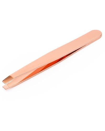 Image of lulir Professional Flat Tip Tweezers for Facial Hair Women, Stainless Steel Precision Eyebrow Tweezers with Extended Grip, Anti-Slip Design for Eyebrows & Facial Hair Removal (1 Pack, Gold)