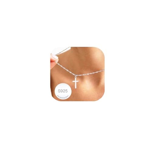 Image of Avotto Cross Necklace for Women 925 Sterling Silver Necklace Women Ladies Silver Cross Chain Necklaces Gifts