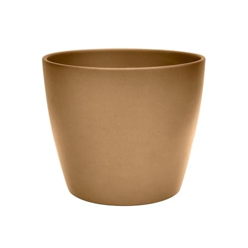 Image of Ivyline Poinsettia Round Planter in Brushed Gold - Indoor Stylish Flower Pot - Classic Elegant Planting Bowl - H16 x D17.5 cm