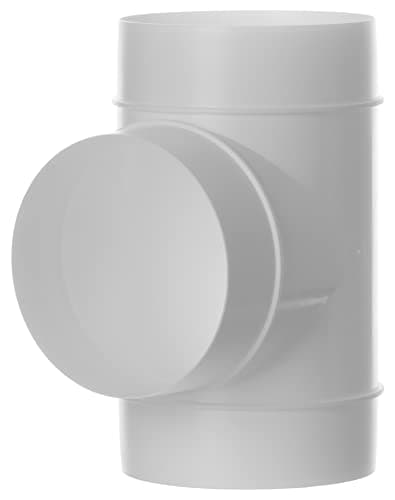 Image of Steinberg14 White Ø 100mm / 4inch Equal T-Piece PVC Connector for Ventilation System, Round Ducting Pipe Connector