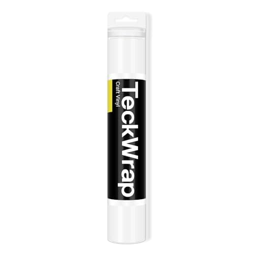 Image of TECKWRAP 001 White Permanent Vinyl Roll - 12" x 10ft (30.5cm x 305cm) Glossy White Vinyl Easy to Apply for Window Stickers, Home Decor, Decals, Signs & DIY Craft Projects