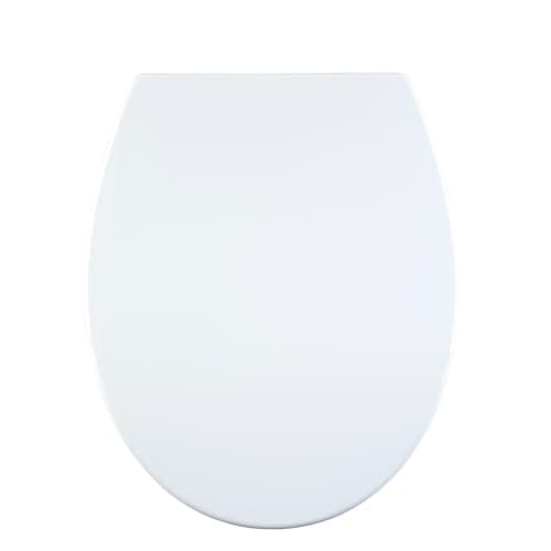 Image of AQUALONA® Premium Thermoplastic Toilet Seat Soft Close Hardwearing Seat with One Button Hinge Release Oval Shaped Easy to Clean Simple Installation Top and Bottom Fittings (White - Oval Shaped)