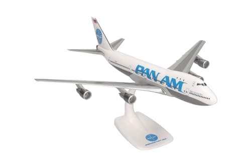 Image of Herpa Snap-Fit Pan Am Boeing 747-100 1:250 Scale Miniature Plane Model Collector's Model with Base Plastic