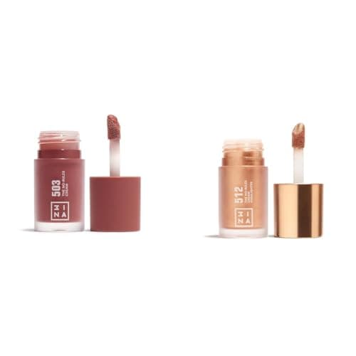 Image of 3INA MAKEUP - The No-Rules Cream 503 + The No-Rules Cream Highlighter 512 - Nude Liquid Blush + Liquid Highlighter Gold - Blush and highlighter for Sensitive Eyes Lips & Cheeks - Vegan - Cruelty Free