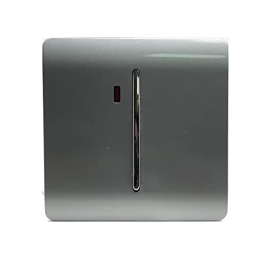 Image of Trendi Switch Screwless Artistic Modern Decorative Glossy Double Pole 45 A Cooker Switch Control Unit Inc Neon Indicator for Indoor Use in Platinum Silver - ART-WHS2SI
