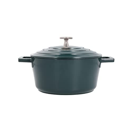 Image of MasterClass Small Casserole Dish with Lid, Lightweight Cast Aluminium, Induction Hob and Oven Safe, Hunter Green, 2.5 Litre/20 cm