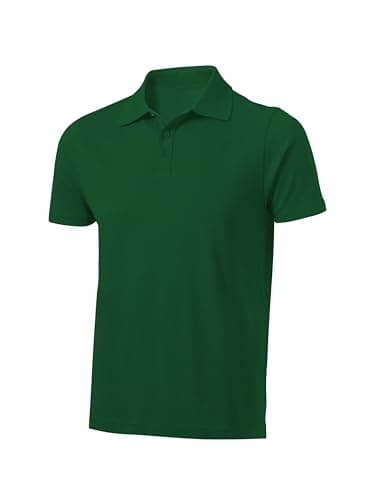 Image of Love My Fashions Mens Polo Shirts Short Sleeve & Knitted Collar, Regular Fit, Casual Plain Cotton T-Shirts for Adults Bottle Green