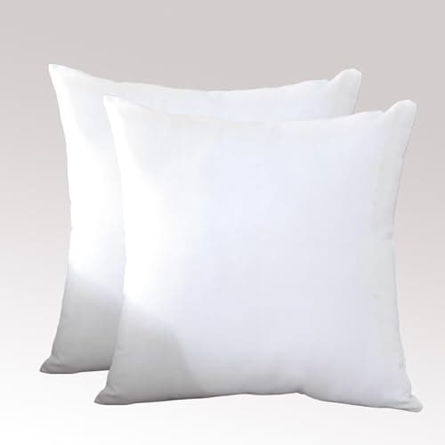Image of Gyulin Pack of 2 100% Cotton 300 Thread Count Square Home Decorative Throw Pillow Protector Pillow Covers Sofa Couch Cushion Pillowcases with Hidden Zipper Only Cover No Insert 50x50cm White