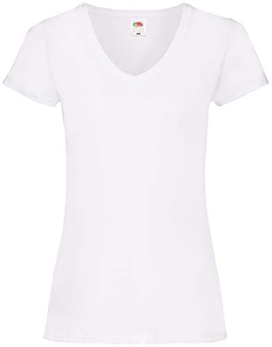 Image of Fruit of the Loom Women's V-neck Valueweight T Shirt, White, XXL UK