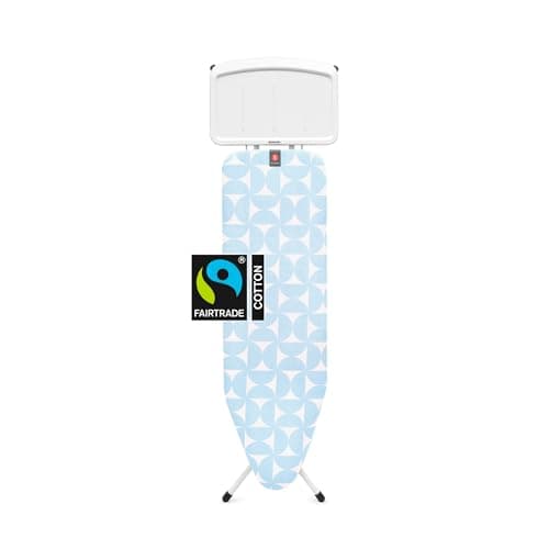 Image of Brabantia - Ironing Board B - with XL Steam Unit Holder - Medium & Foldable - Adjustable Height - Non-Slip Rubber Feet Cotton Cover - Child & Transport Lock - Fresh Breeze - 124 x 38 cm