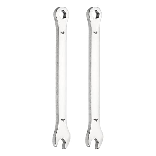 Image of sourcing map 2Pcs Mini Super Thin Combination Wrench 4mm Metric 6-Point Box and Open End Stainless Steel Double Ended Spanner Tool for Automotive Pipe Furniture Machinery DIY Repair, Silver