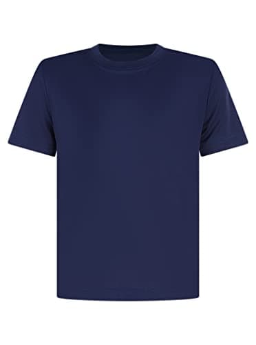 Image of Athletic Sportswear Kids T Shirts Football Tops Gym Boys Girls School P.E Sports Fitness Running Top T-Shirt (9-10 Years, Navy)