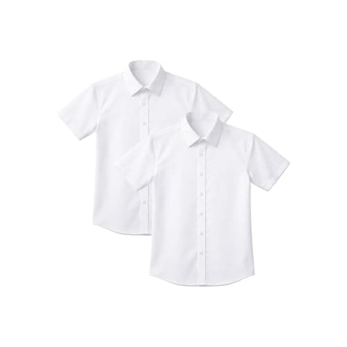 Image of IMFAA Boys’ Premium School Shirts 2-Pack – White, Short Sleeve, Regular Fit, Non-Iron, Quality Fabric, Ideal for Daily School Wear (UK, Age, 9-10Y, W, S-SLV)